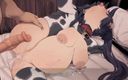 Velvixian_2D: Pregnant Mona in Cow Suit - Genshin Impact