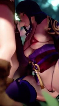Raiden Shogun Baal Gives Aether a Blowjob in the Inazuma Forest Genshin Impact 3D Sex Animation