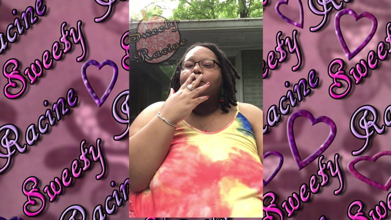 Sweety Racine: SSBBW smokes outside