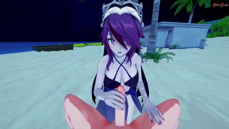 Hentai Smash: Rosaria gets POV fucked on the beach - Genshin impact Hentai.