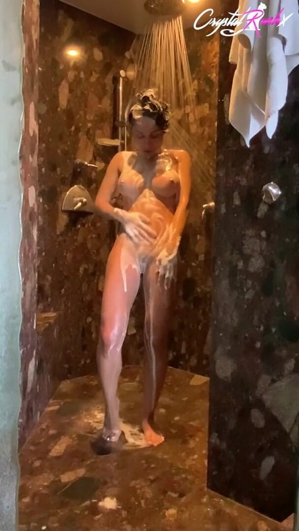 Crystal Rush: Cutie showers, pussy masturbation &amp; orgasm