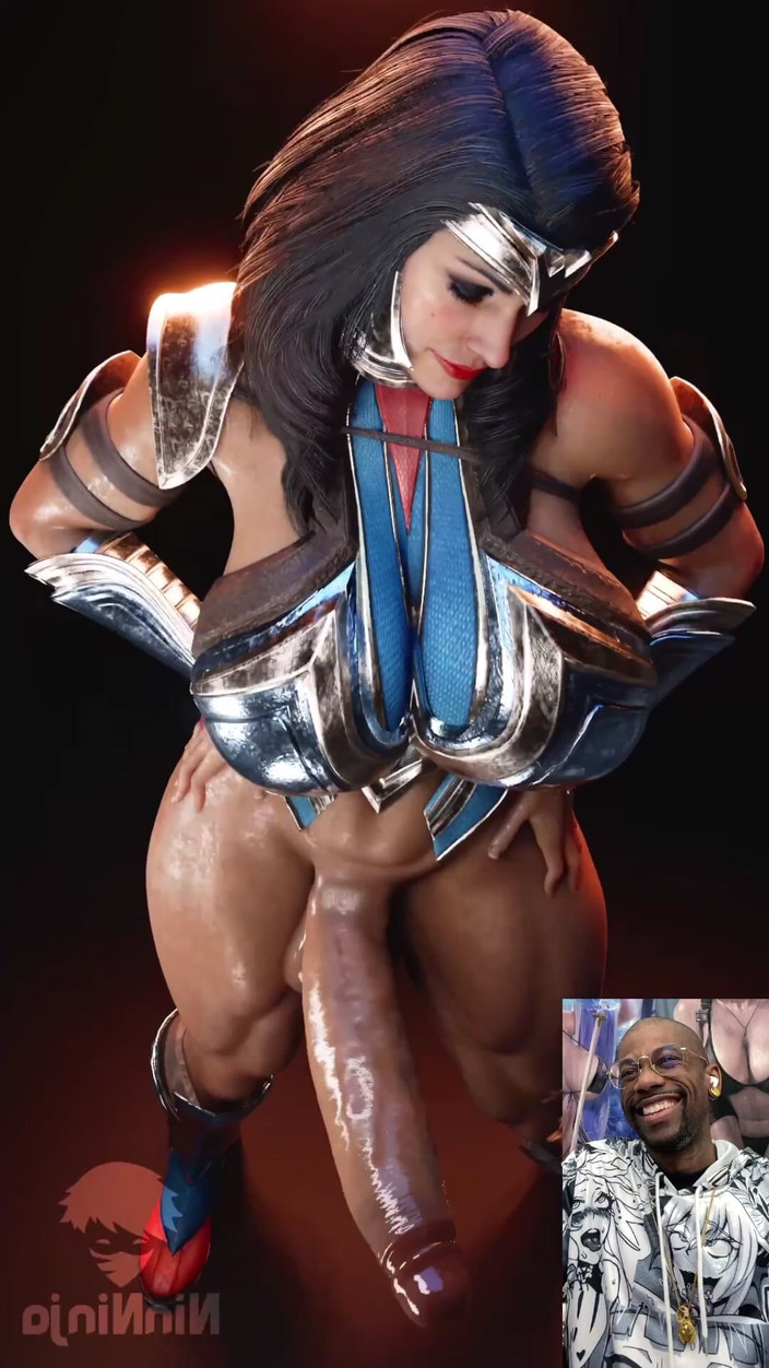 L6RD7BLU3 FUTA: Wonder woman transsexuelle agite sa bite humide savoureuse devant ton...