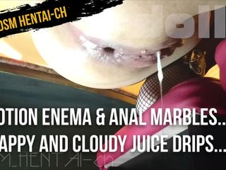 BDSM hentai-ch: Lotion enema &amp; anal marbles...happy and cloudy juice drips...anal orgasm.