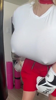 Busty Blonde Boxing with Massive Fake Cock Out! Imagine Me Boxing at the Boxing Club You Are in!