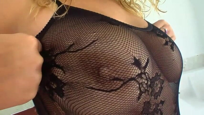 Gazongas: Busty blonde pleasuring him with her rack