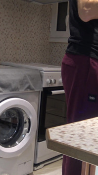 Stepmom in Kitchen Said No Sex! - Allows Stepson Only Jerking off & Cumshot on Her Fat Ass
