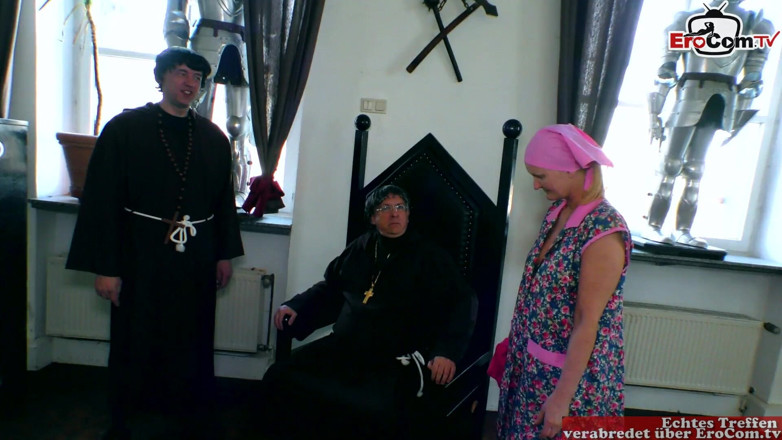 EroCom: Dirty priest fucks the mature cleaning lady in the church