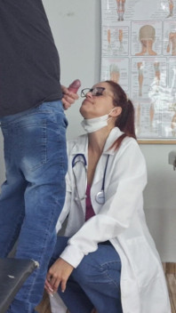 Risky Handjob at the Nurse's Reception!