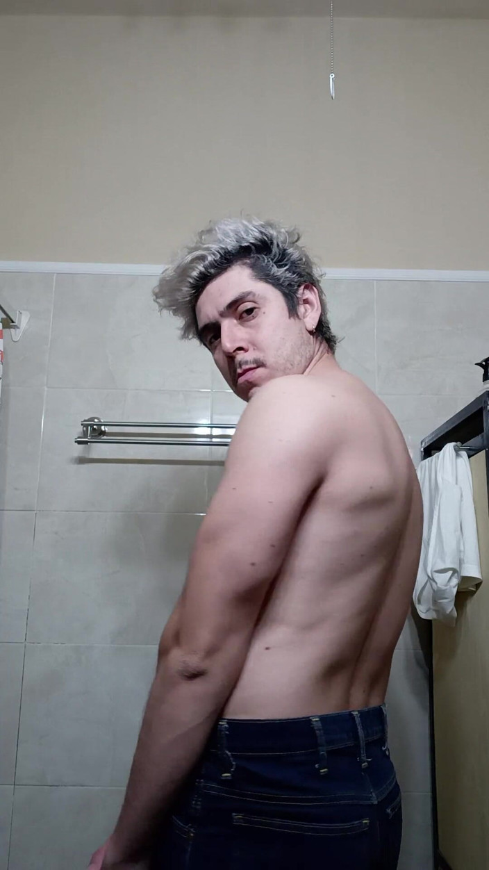 Tabasco Jake: Handsome Flexing Muscles in the Bathroom, Big Cock