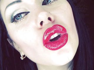 Goddess Misha Goldy: My red kisses make you cum on my face in...