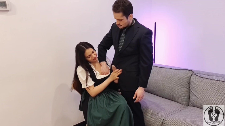 All You Can Fetish: Ana Spears Jerks off Her Boss's Dick Cum on Dirndl...