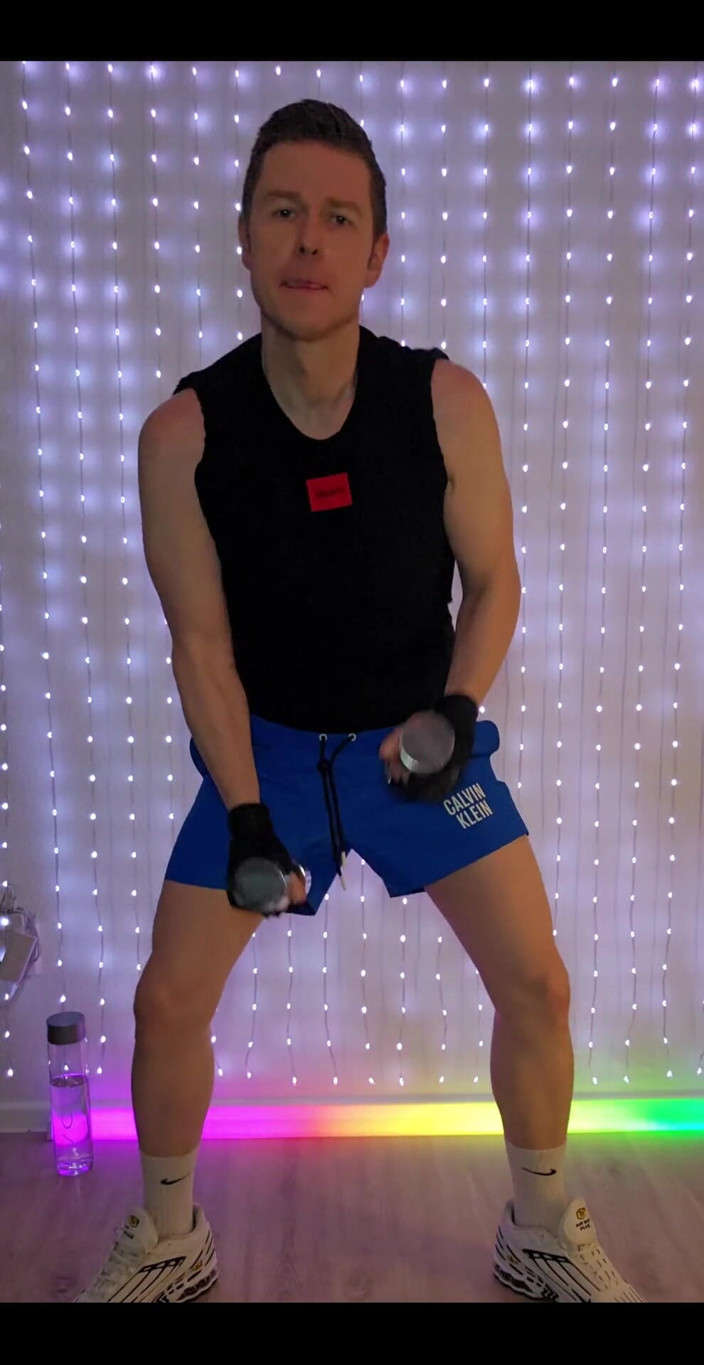 Roman Heart: Fitness Workout in Blue Ck Shorts