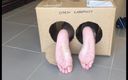 Manly foot: Surprise Delivery Series - Striped Bed Socks Big Male Feet to...