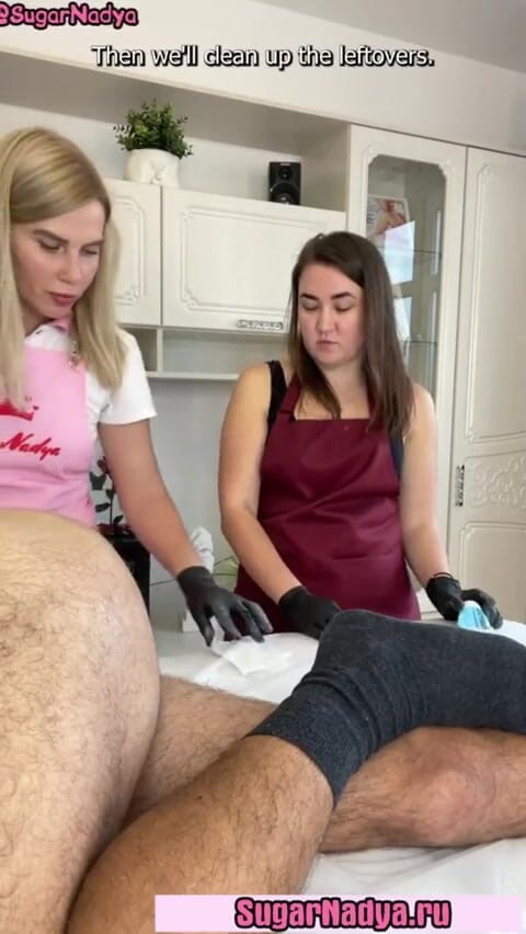 SugarNadya: While Learning How to Depilate, a Man Powerfully Cummed Himself