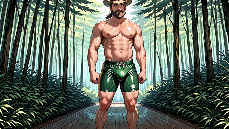 Erotic Man: 筋肉付きAIキャラクター シャツなし