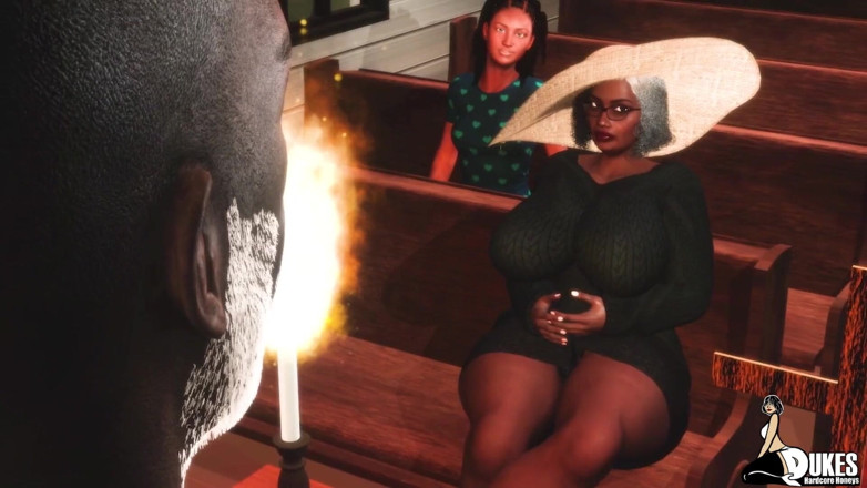 Dukes Hardcore Honeys: Big butt granny catches the Pastor fucking after church