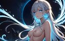 AI Girls: 32 Images of Nude Hentai Elf Girl in the Waves....