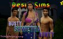 Desi Sims: Desi busty Indian Saree aunty Shwetha With two Young Boys