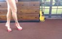 TLC 1992: Long legs pink ankle strap high heels
