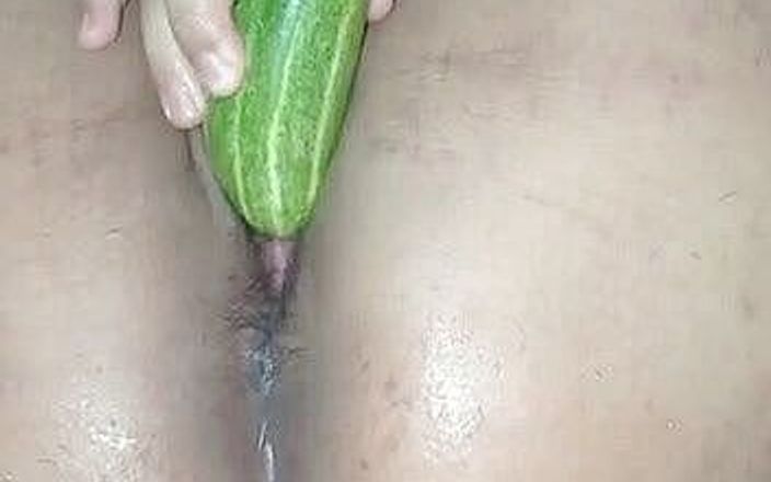 Nora likes to fuck: Nora loves cucumber on her pussy but doesn&amp;#039;t fit.