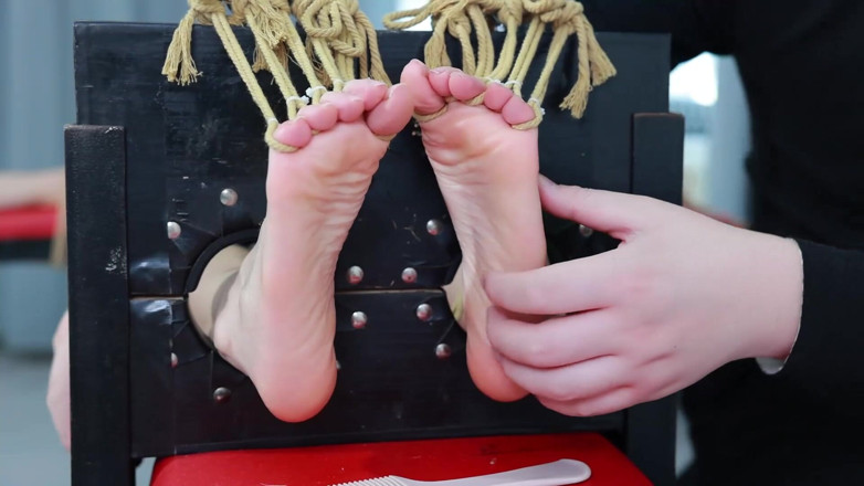 Asian bondage: My Adorable Girlfriend's Beautiful Bare Feet, Tied to a Chair,...