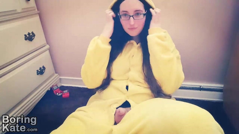 Boring Kate: Fapping in my pikachu kigurumi
