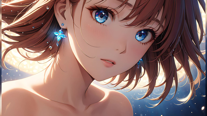 LustRender: Ascension éthérée : une jeune femme magnifique enveloppée de lumière céleste