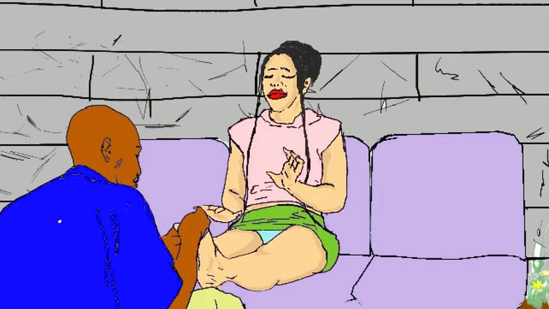 Ebonyhentai: Ebenholz-afrikanerin von random street pedicurist mit riesigem schwanz gefickt