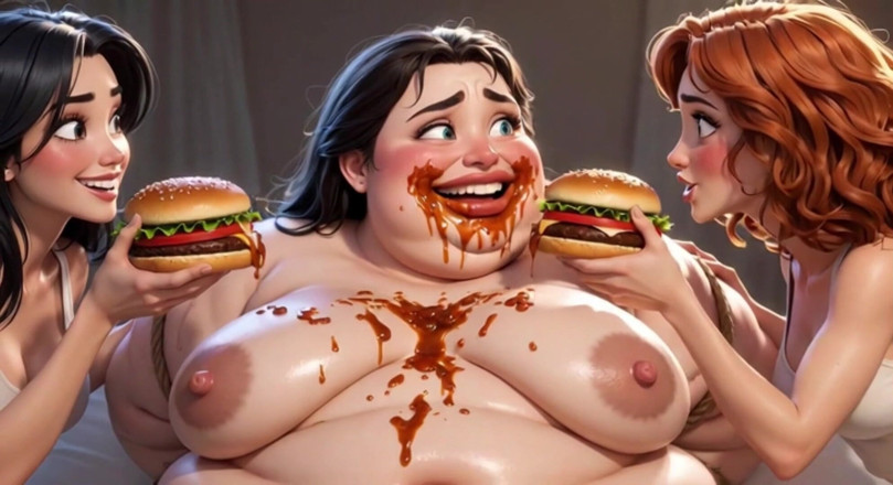 YOUR BEST FANTASY: Obese Ugly Slave Covered in Food - Humiliated by Gorgeous Mistresses