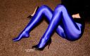 Shiny teens: Glanzende blauwe spandex panty