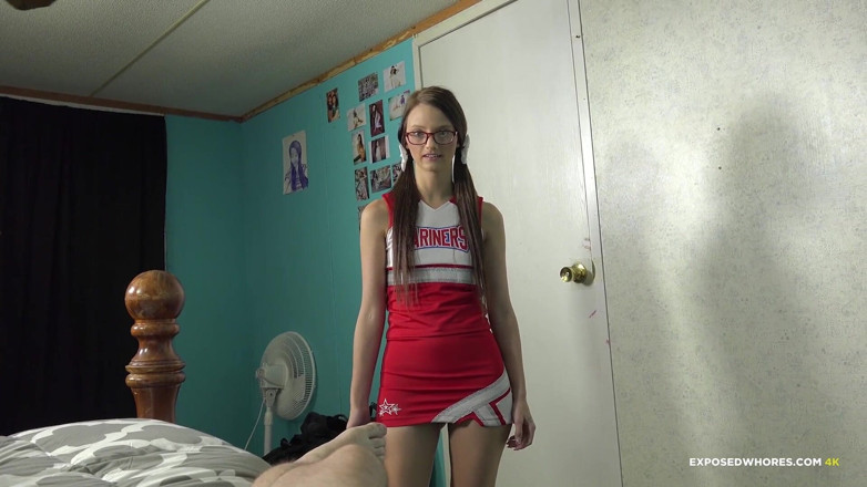 Exposed Whores Media: Farrah Valentine - Cheerleader gives her stepbrother a handjob to take...