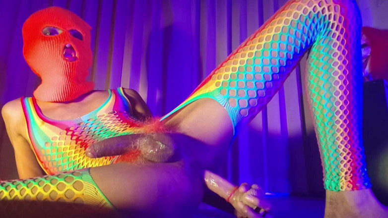 Mango49x: Orange Balaclava Mask Sissy Trans Dyed Pubic Hair Fuck Myself...