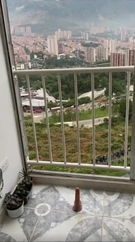 Petite Latina Fucks Herself on the Balcony