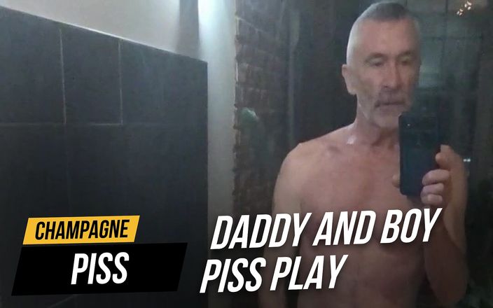 Champagne piss: Daddy and boy piss play