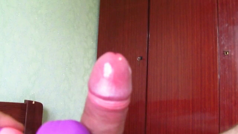 Hot guy solo: Amateur morning cock masturbation with vibrator until cumshot