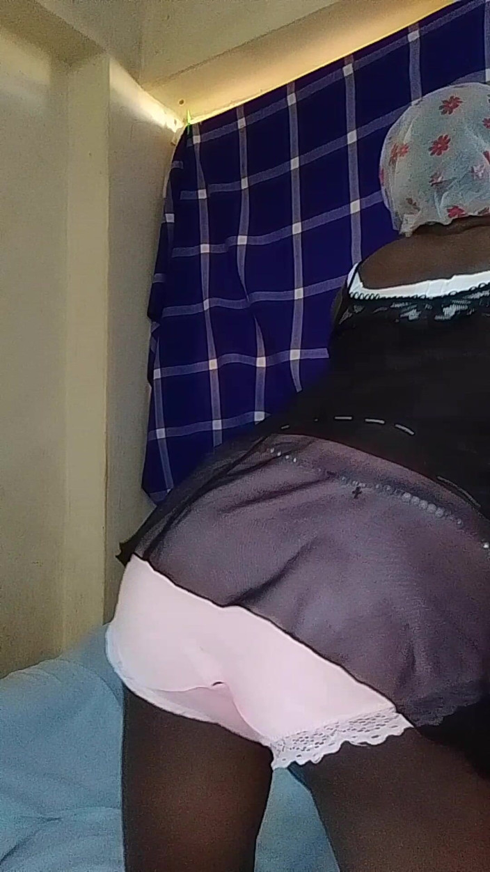 HaitiKing7: Pretty Sissy Jerks Dick and Grabs His Ass in Lingerie