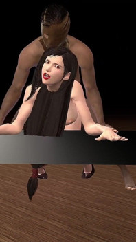 후배위 체위에서 더 큰 파트너가 필요한 Tifa