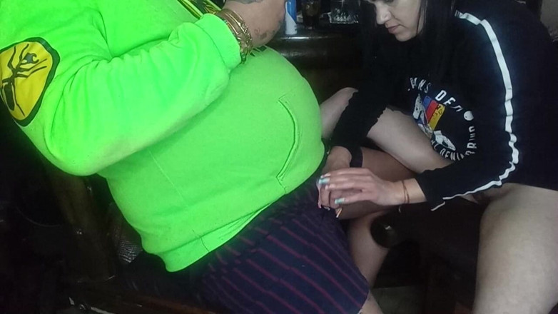 MysticBella: Giving Him a Handjob with His Cum Al Over My...