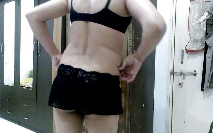 Cute & Nude Crossdresser: Hot sissy crossdresser femboy Sweet Lollipop in short skirt and...