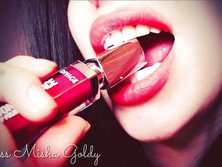 Goddess Misha Goldy: Grow your addiction to my big red lips! I know...
