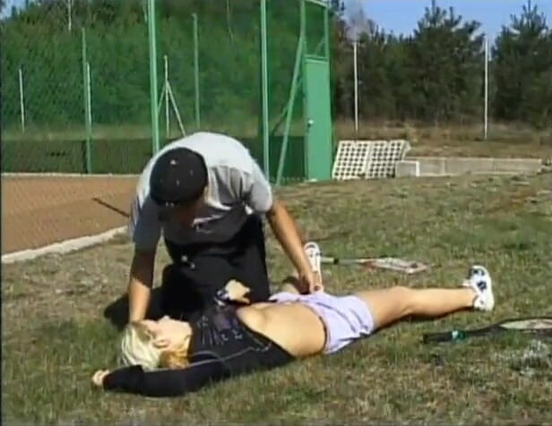 Super Babes: Tight whore football field fuck