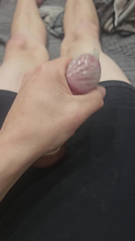 Small Femboy Crossdresser Cums Inside His Condom After Jerking off