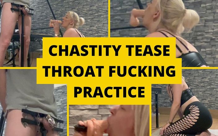 Mistress BJQueen: Chastity Tease Throat Fucking Practice