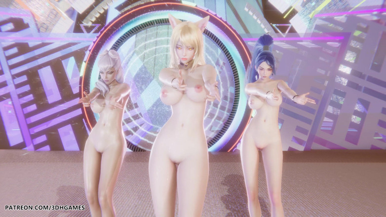 3D-Hentai Games: Kard - Gunshot Ahri, Kaisa &amp; Evelynn Sexy Striptease