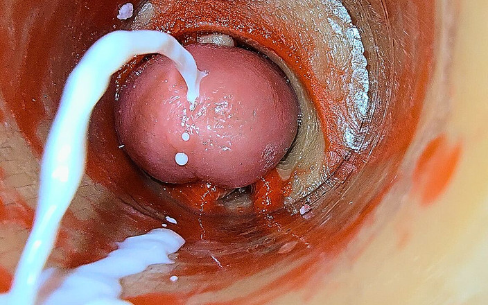 Creme sperm: Kamera in Tiefe Muschi Fängt Überdosis Ejakulation Von Sperma Asmr Ein