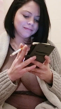 Pregnant MILF Smoking Cigarette