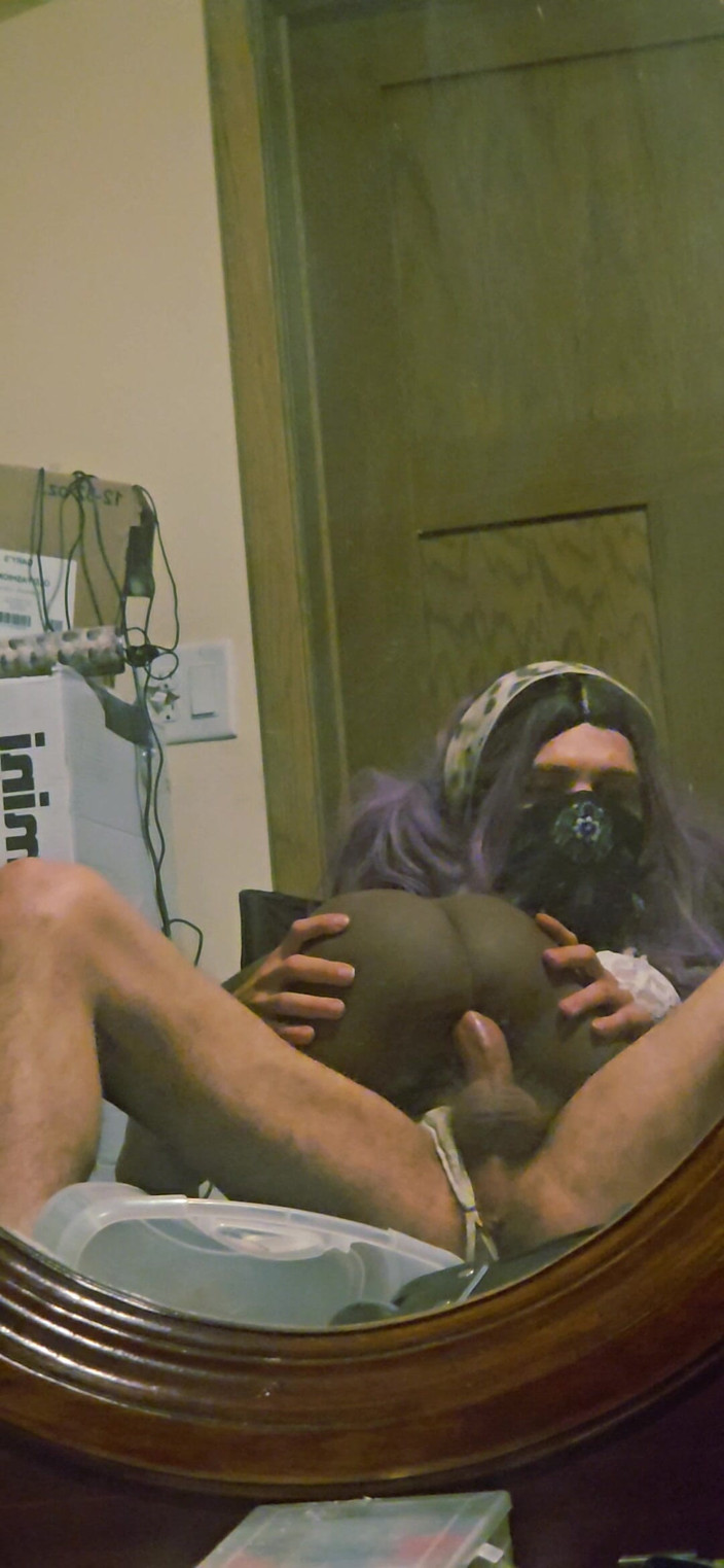 Natalie Slax: Purple-haired Sissy Slut in Lace - Tgirl Creampie &amp; Cum Play