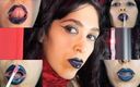 Rebecca Diamante Erotic Femdom: Gothic Dark Blue Lipstick and Glossy Lips