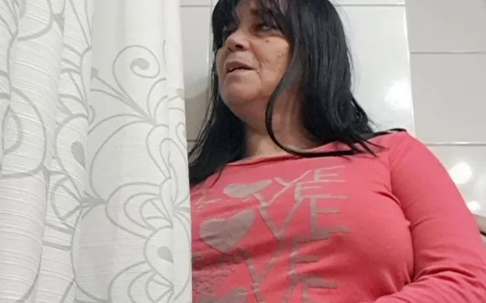 Mommy big hairy pussy: MILF Jerkoff in Shower with Stepson