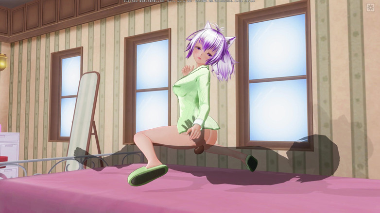 H3DC: 3D HENTAI. Lovely girlfriend in green pajamas reverse cowgirl